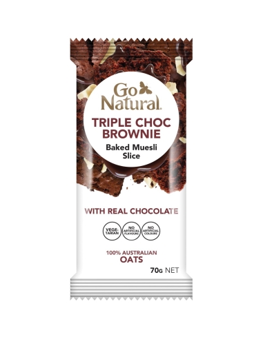 Go Natural Brownie de chocolate triple en rebanadas de muesli al horno 70 g x 12