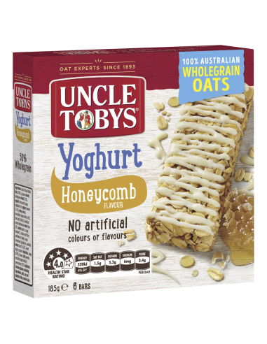 Uncle Toby Barre de muesli en nid d'abeille Yogurt Tops 185g