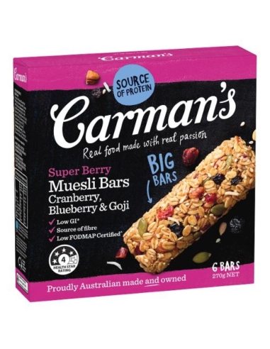 Barrette di muesli Carmans Super Berry al mirtillo rosso, Goji e mirtillo 270 g