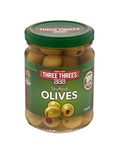 Three Threes Stuffed Green Olives 250gm