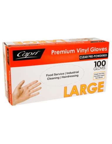 Capri Guantes Premium Vinyl Clear Paquete de 100 grandes