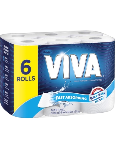 Viva Asciugamano di carta bianco 6 Pack 60 foglio x 1