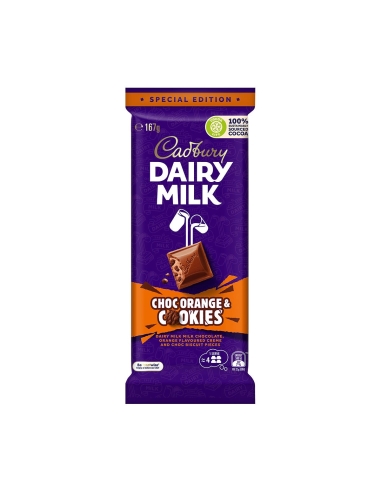 Cadbury Chocolat au lait laitier Orange & Biscuits 167g x 16