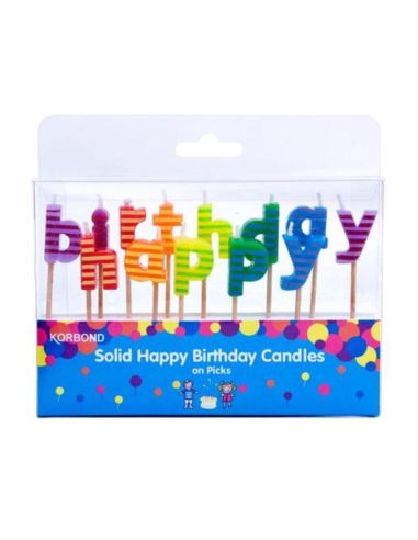 Korbond Candele Happy Birthday On Pick 1 Confezione x 6