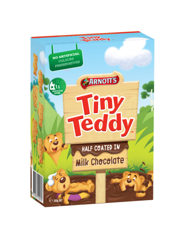 Arnotts Biscuits Chocolate Tiny Teddy Media Coat 200g x 1