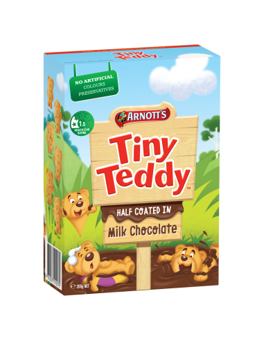 Arnotts Koekjes Chocolade Tiny Teddy Half Coat 200g x 1