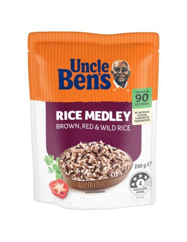 Uncle Bens Reis- und Getreide-Braun-Rot-Wild-Medley, 250 g x 6