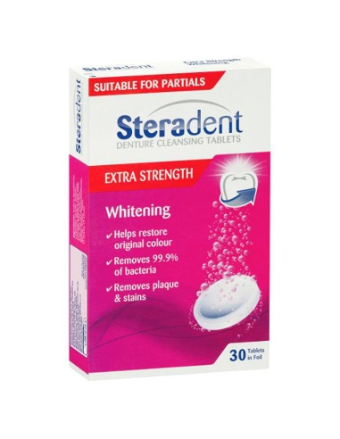 Steradent Extr Strength Bleaching Tabletten 30 Verpakking x 1