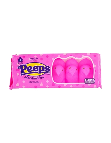 Peeps Pink Marshmallow Chicks 5 Pack 42g x 24