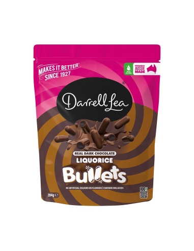 Proiettili di liquirizia al cioccolato fondente Darrell Lea 204 g x 12