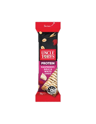 Uncle Tobys Eiwitbalk Framboos, Goji & Witte Chocolade 35g x 8