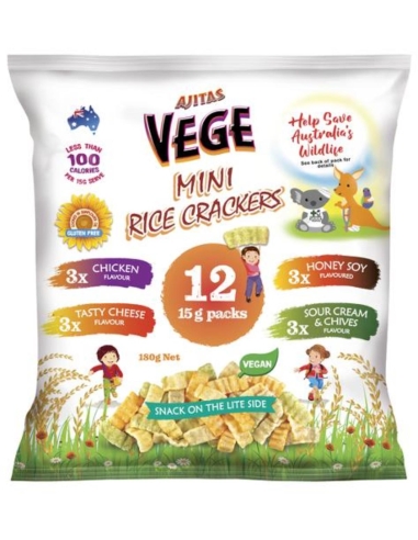 Ajitas Vege Cracker di riso Multi Pack 180gm x 1