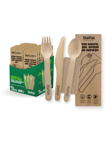 Biopak Madera Knife Fork Spoon Pack x 28