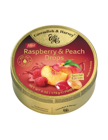 Cavendish & Harvey Raspberry & Peach Drops 175g x 10