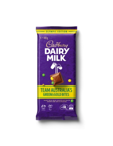 Cadbury Dairy Milk Team Australia Blocco Verde e Oro 170 g x 16