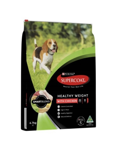 Purina Supercoat Gezond gewicht volwassen kippenvoer voor huisdieren 6,7 kg x 1