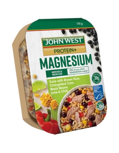 John West Atún Protein Plus con arroz marrón, maíz cargado, frijol negro