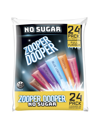Zooper Dooper Water Ice No Sugar Tubes 24 by 70ml x 6