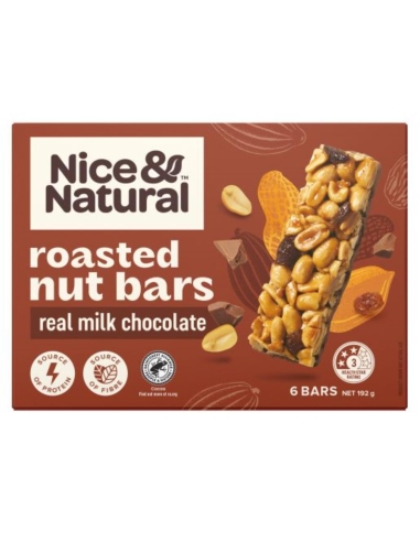 Nice & Natural Chocolade geroosterde notenreep 192 g x 8