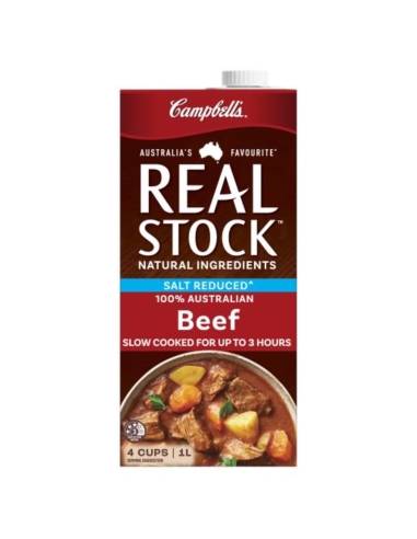 Campbells Real Stock Beef Salt Reduced 1ltr x 1