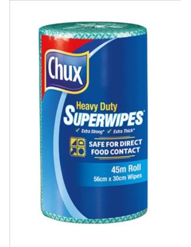 Chux Wipes Roll Heavy Duty Green 45m por 30cm Perf Roll Pack x 1