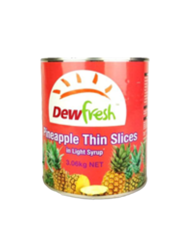 Dewfresh Pineapple Thinly Sliced In Light Syrup 3kg x 1