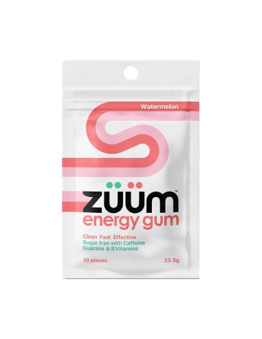 Zuum Energy Gum Watermelon Caffine Guarana & B Vitaminas Paquete x 16