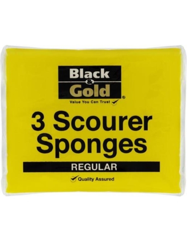 Black & Gold Scourer Sponges Regolare 3 Confezione x 12