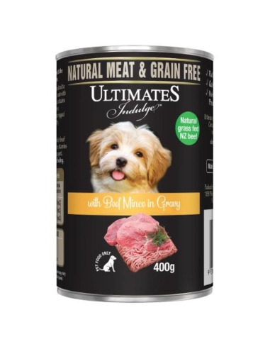 Ultimates Hundefutter mit Rinderhackfleisch und Soße, 400 g x 12