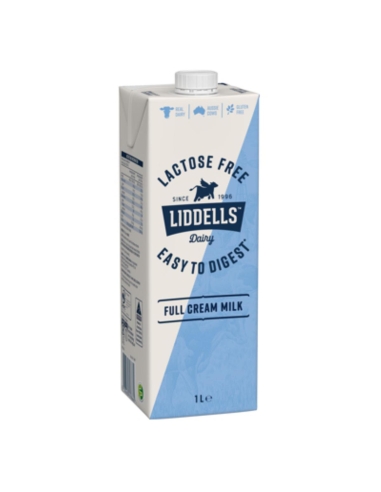 Liddells Lait Uht Full Cream Lactose Gratuit 1tr x 1