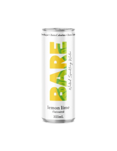 Bare Naked Sparkling Water Lemon Lime 355ml x 24