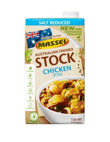 Massel Chicken Salt Reduced Organic Liquid Stock 1ltr x 6