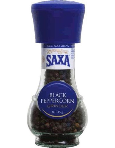 Saxa Black Peppercorn Grinder 45g x 1