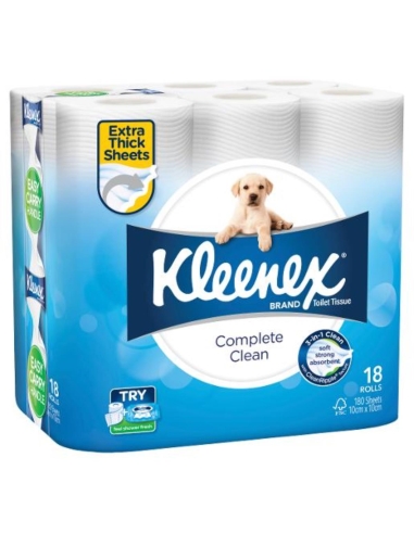 Kleenex Rouleau de papier toilette blanc standard, lot de 18 x 1