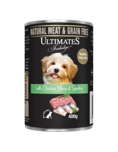 Ultimates Cibo per cani con pollo tritato e sardine 400gm x 12