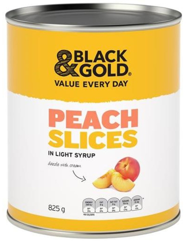 Black & Gold Fette di pesca in luce sirup 825g x 1