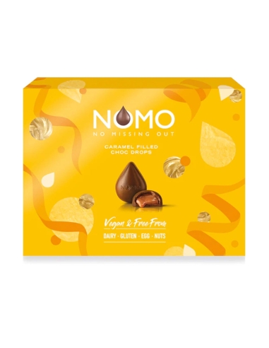 Nomo Schokodrops mit Karamellfüllung, Geschenkbox, 93 g x 10