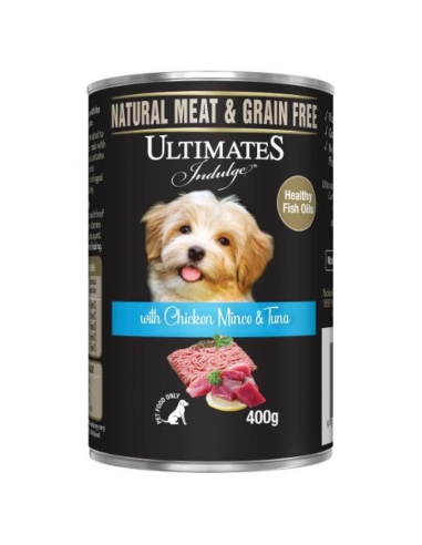 Ultimates Hühnchenhackfleisch & Thunfisch Hundefutter 400 g x 12