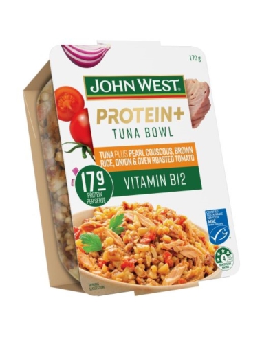 John West Atún con proteína plus, cuscús perlado, arroz integral, tomate y cebolla asados al horno, 170 g x 5