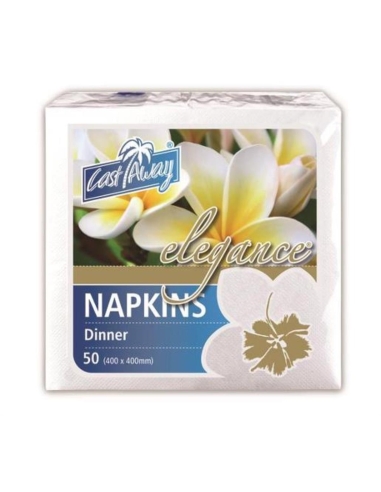 Cast Away Elegance Diner Napkin Wit 200 bij 200 mm (gevouwen) 400 bij 400 mm (open) x 1