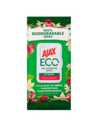 Ajax Vainilla & Berry Antibacterial Wipes 110 Pack x 4