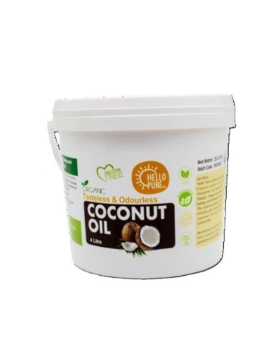 Hello Pure Oil Coconut Purified & Deodorised Organic 4ltr x 1