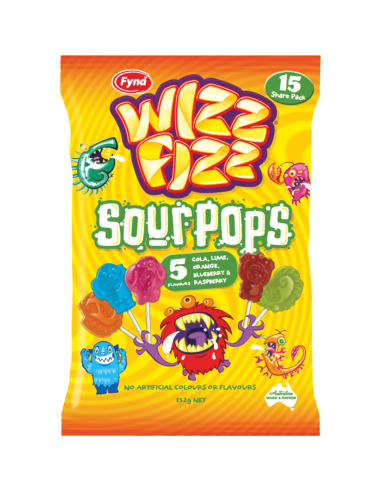 Wizz Fizz Sour Pops 15 Confezione 120g x 12