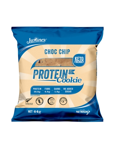 Justine's Biscotto proteico con gocce di cioccolato Keto Friendly 64g x 12