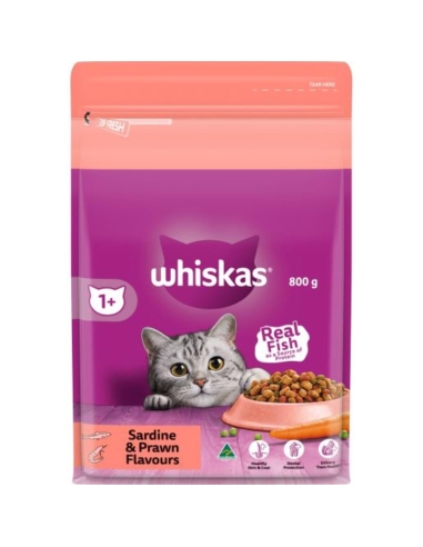 Whiskas Sardientjes en garnalen Volwassen kattenvoer 800 gm x 1