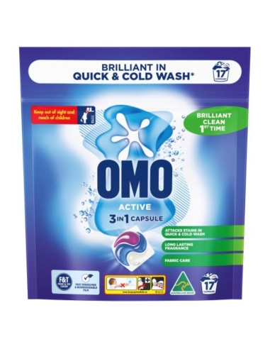 Omo Doy Active 3 In 1 Laundry Liquid Caps 17 Pack x 4