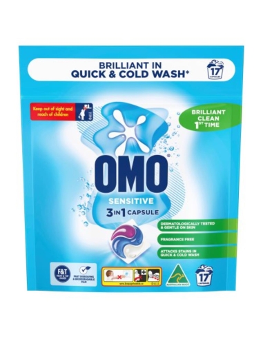 Omo Doy Sensitive 3 En 1 Lavandería Líquidos Caps 17 Pack x 4