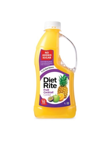 Diet Rite Cocktail de frutas Cordial 1ltr x 6