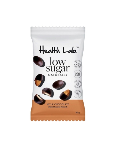 Health Lab Mandorle tostate immerse nel cioccolato al latte a basso contenuto di zucchero 50 g x 10