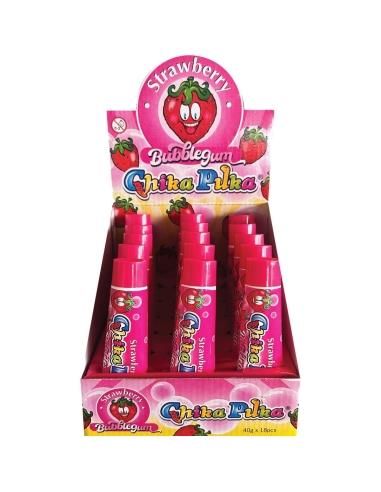 Chika Puka Fairy Floss Bubblegum aardbeien 40 g x 18